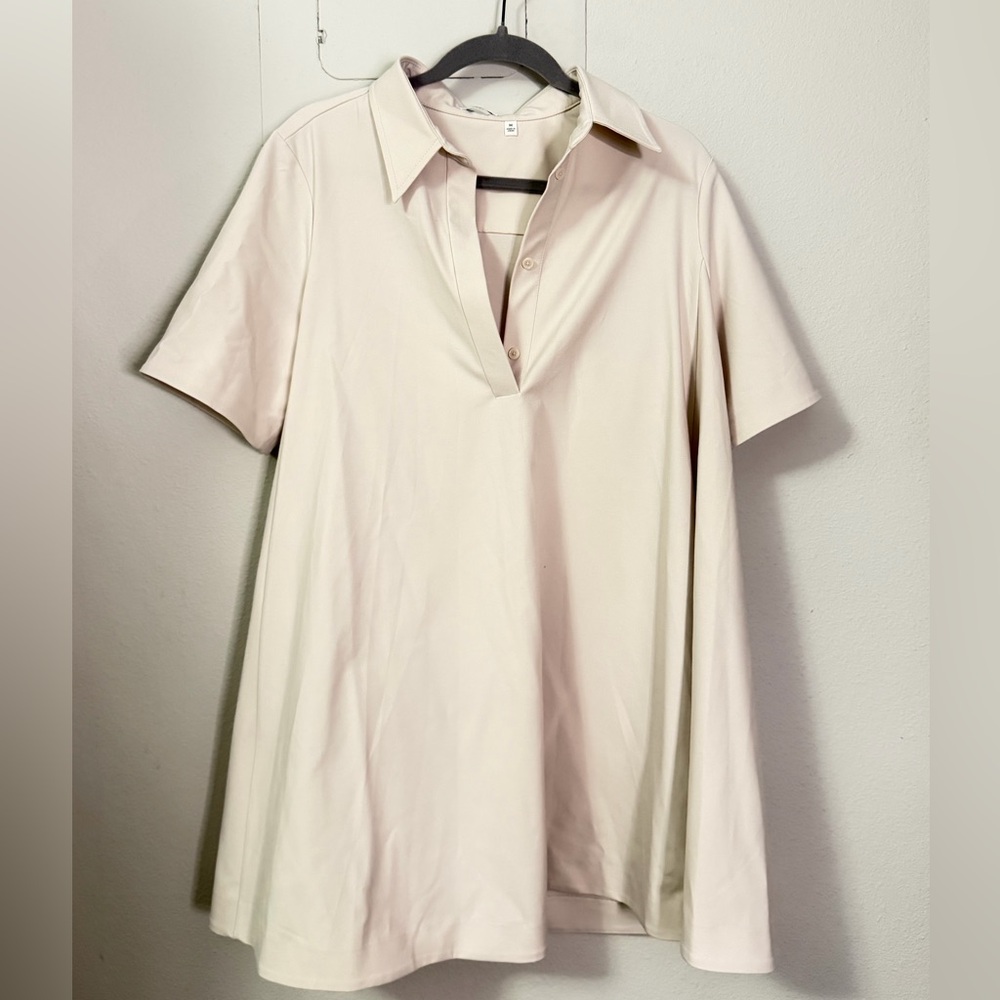 Aritzia Babaton Short Sleeve Polo Dress in Cream